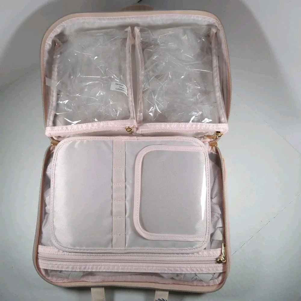 Tartan + Twine Long Trip Cosmetic Makeup Travel Bag Pink/Peach NEW WITH TAGS